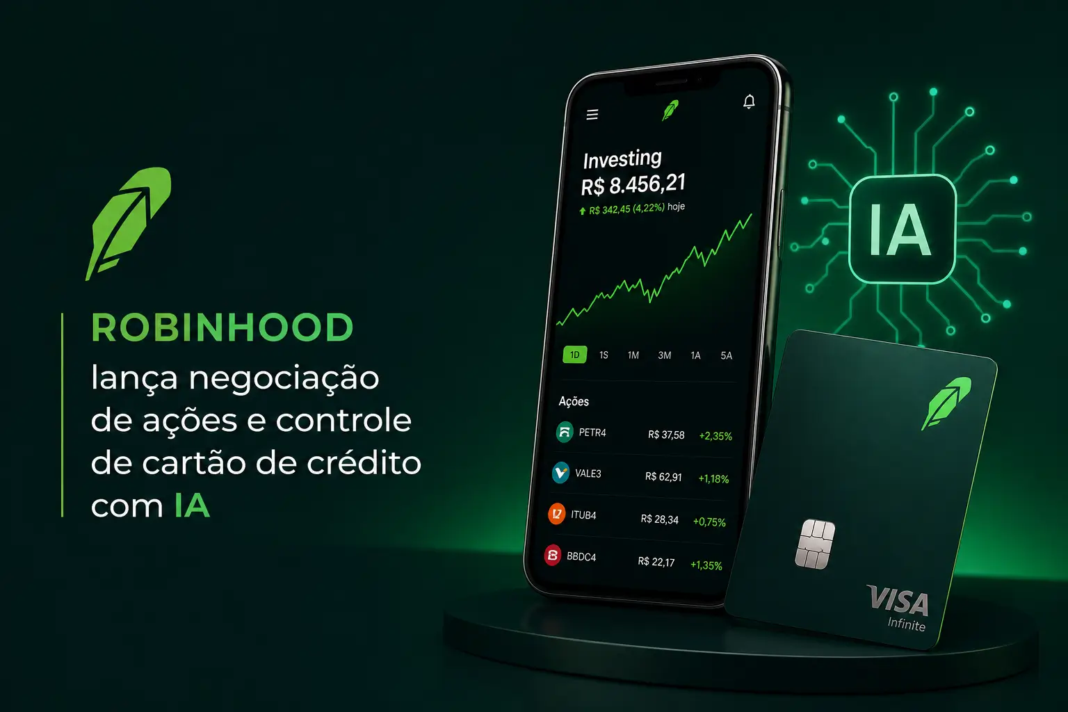 IA e Robinhood: educação financeira com app e cartão