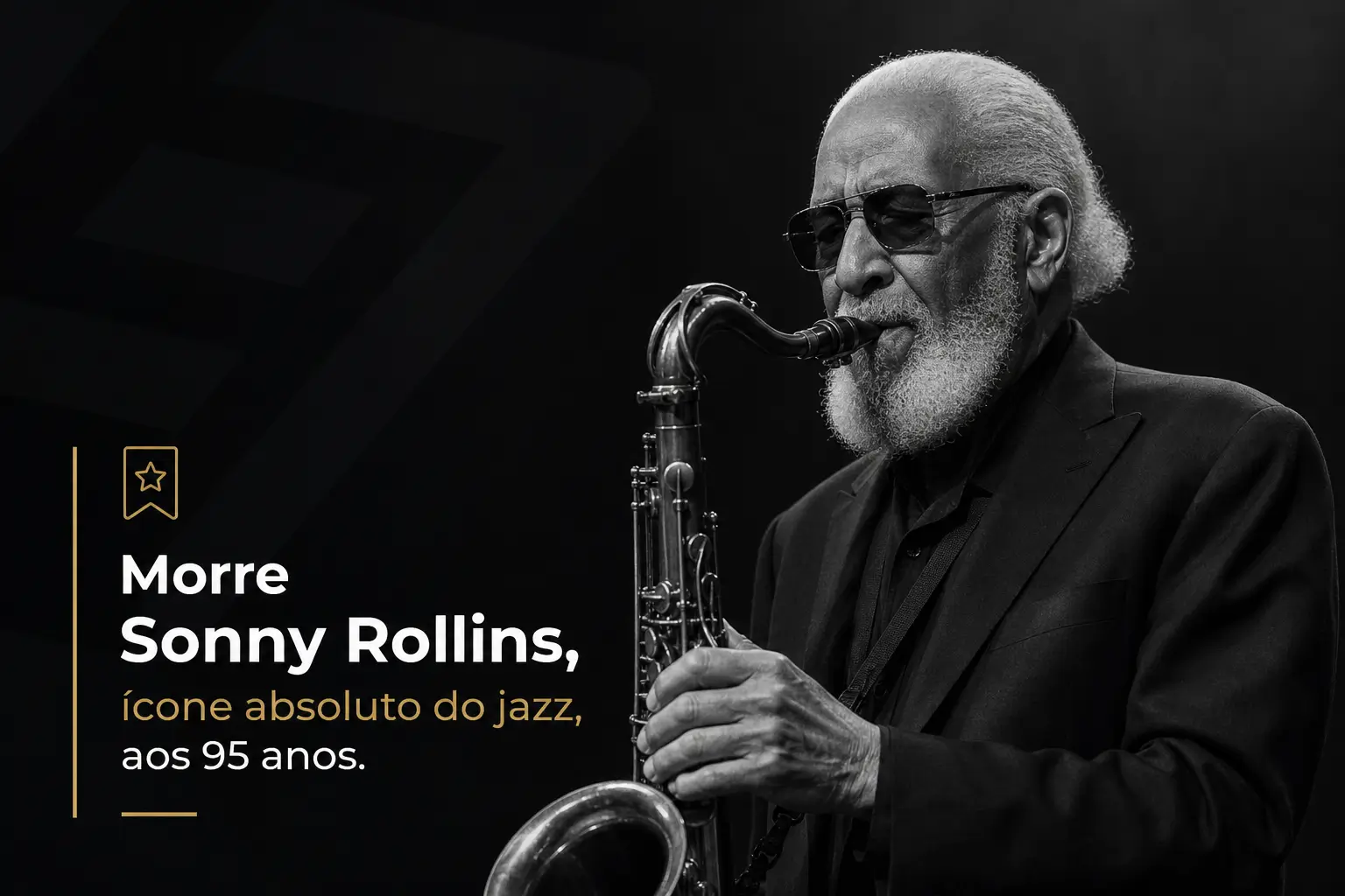 Sonny Rollins tocando saxofone em homenagem após falecimento