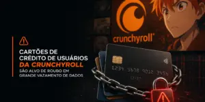 Alerta de roubo de cartão de crédito Crunchyroll, cartões e cadeado vermelho