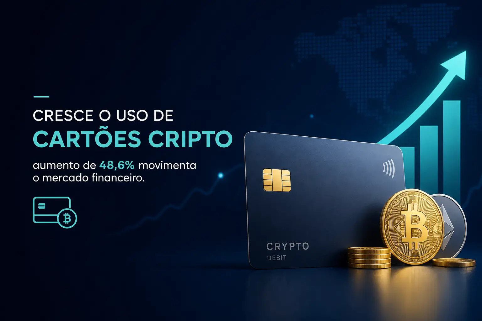 Cartão de débito cripto com moedas Bitcoin e Ethereum