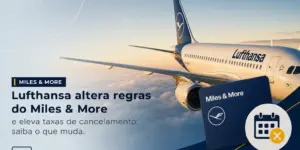 Avião da Lufthansa no pôr do sol sobre nuvens com Miles & More