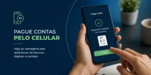 Mão segurando smartphone com tela de confirmação de pagamento