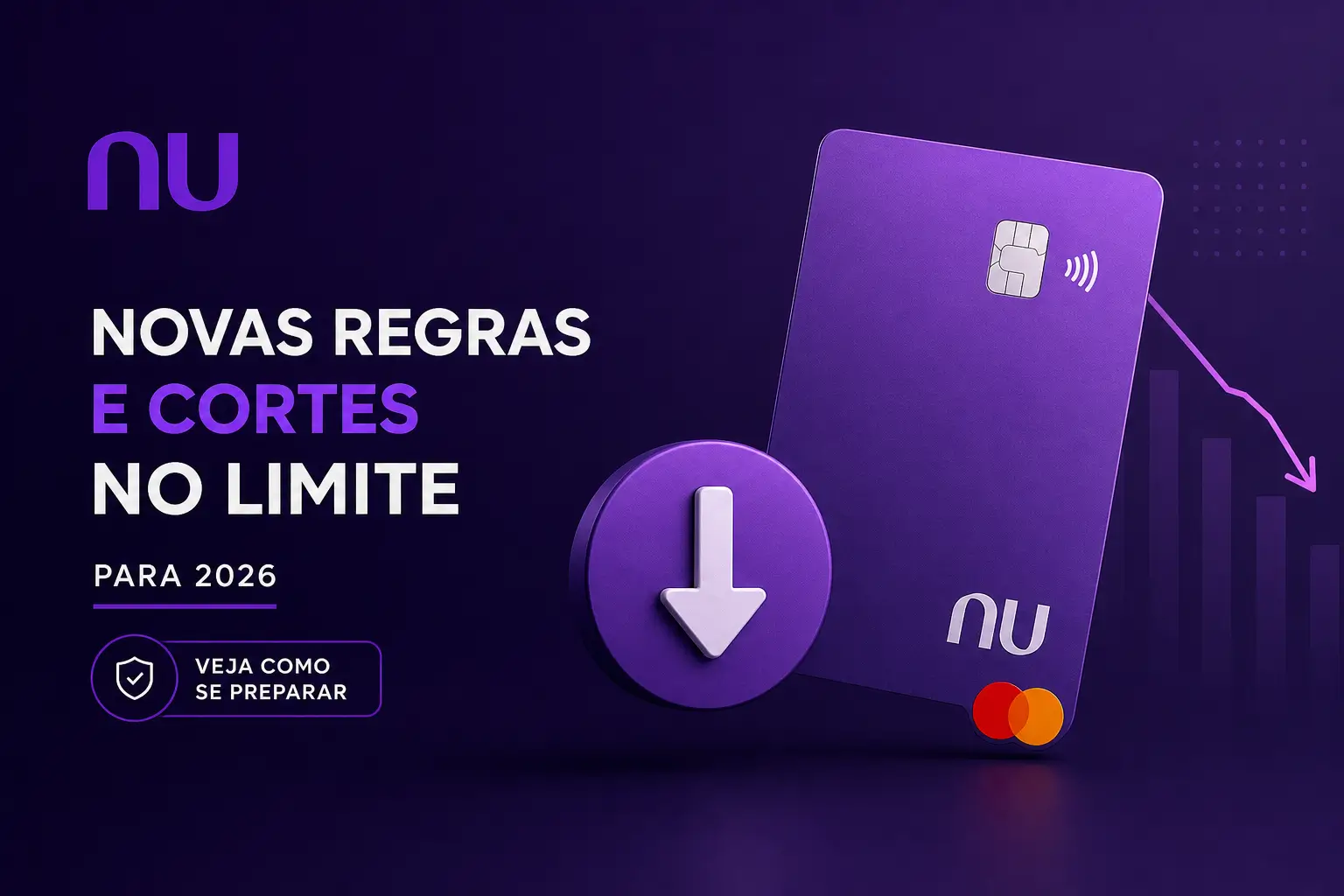 Cartão de crédito roxo 'nu' com regras financeiras 2026