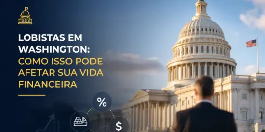 Homem de terno em frente ao Capitólio dos EUA, lobby e finanças