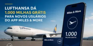 Avião Lufthansa e app Miles & More com promo 1.000 milhas grátis