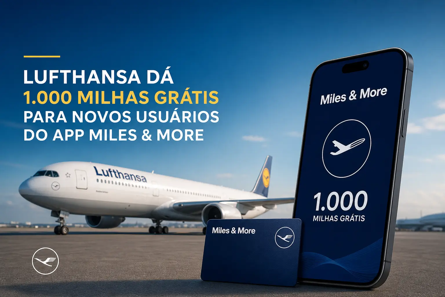 Avião Lufthansa e app Miles & More com promo 1.000 milhas grátis