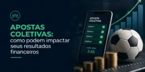 Tela de aplicativo de apostas com bola de futebol e moedas