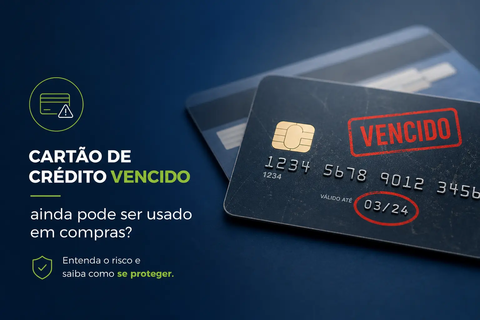 Dois cartões de crédito, um vencido, sobre fundo azul