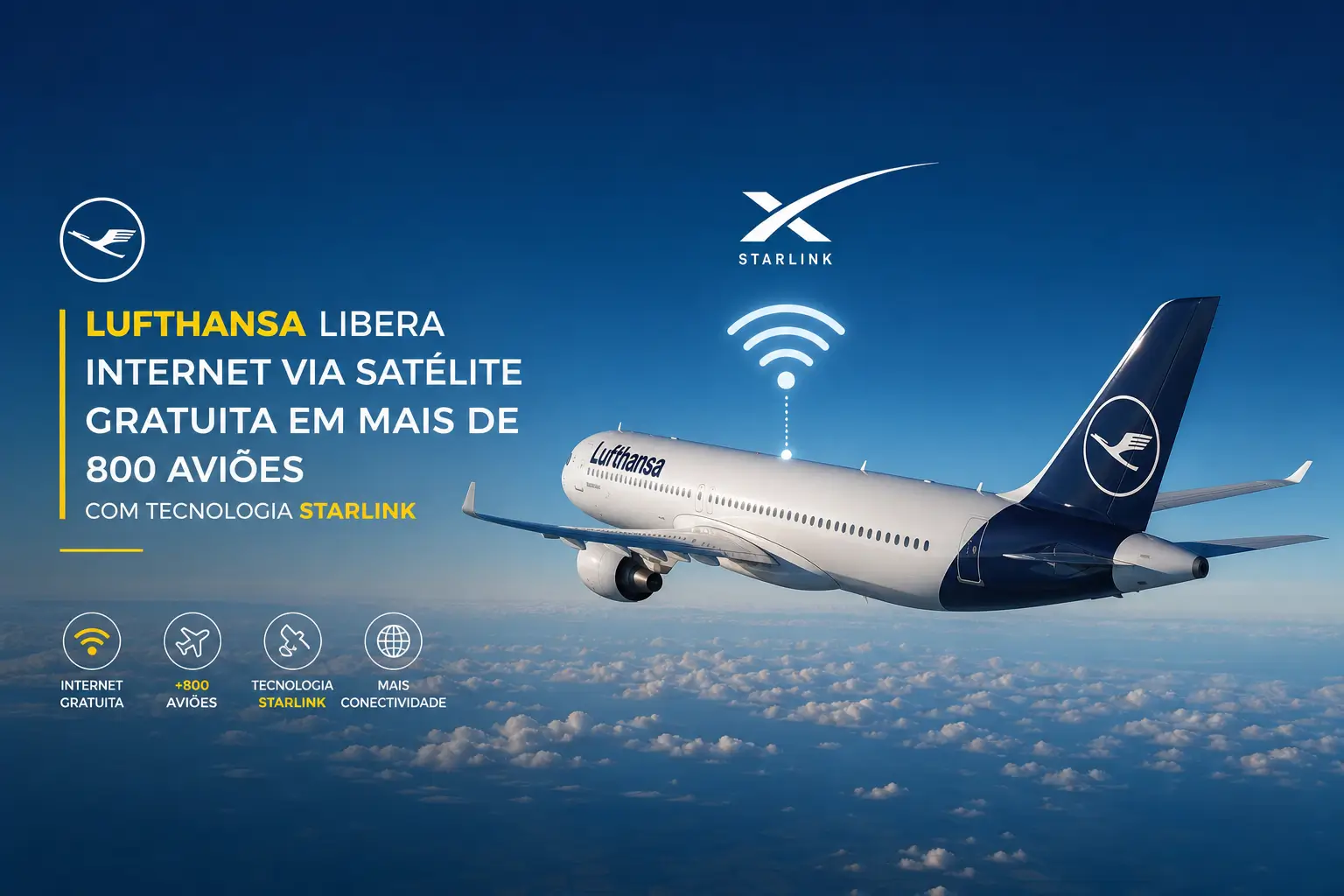 Avião da Lufthansa com Wi-Fi grátis, Google SEO 2026