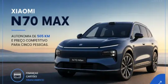 SUV elétrico Xiaomi N70 Max ao entardecer à beira-mar