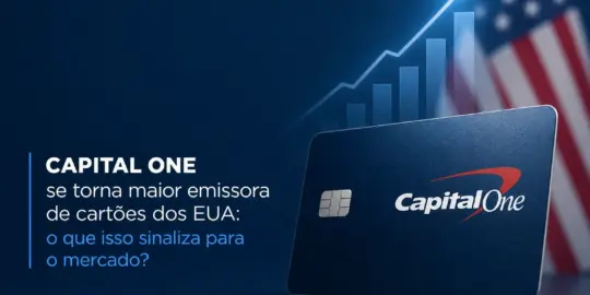 Capital One cartão com gráfico crescente e bandeira americana