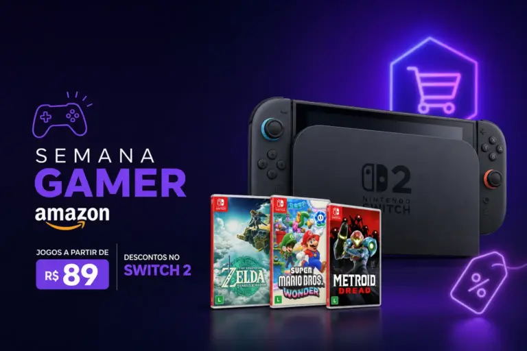 Console Nintendo Switch com jogos em Semana Gamer na Amazon