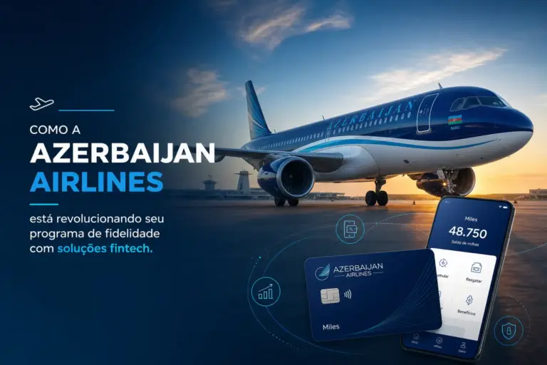 Avião da Azerbaijan Airlines no pôr do sol e app com 48,750 milhas