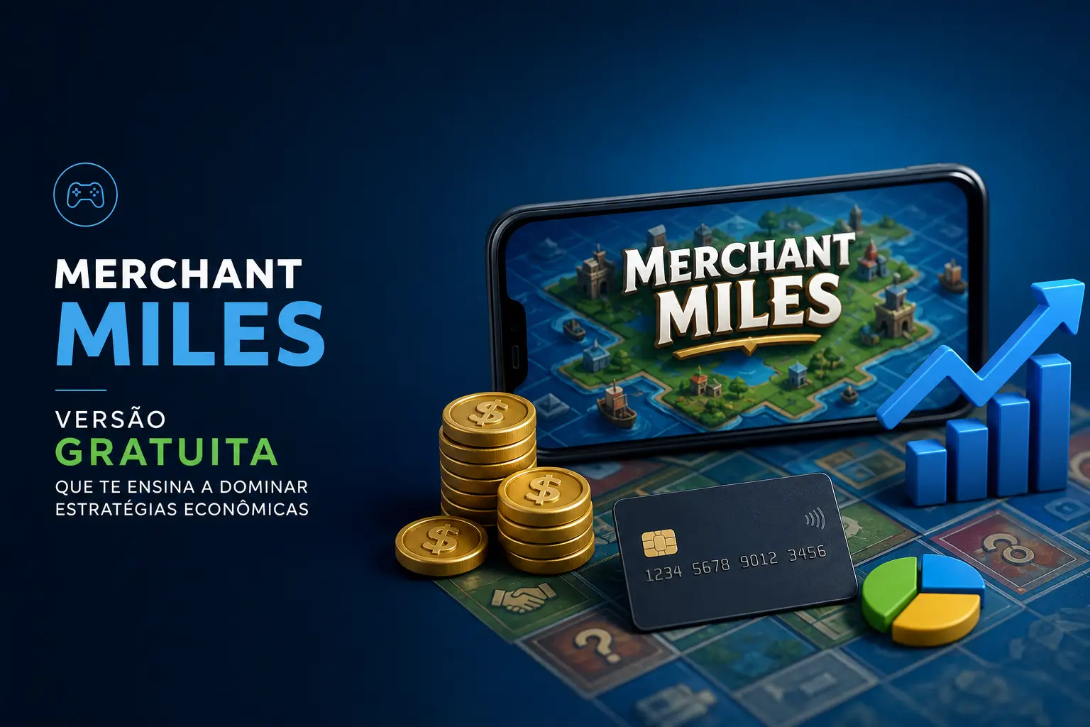 Jogo Merchant Miles com moeda e estratégias financeiras